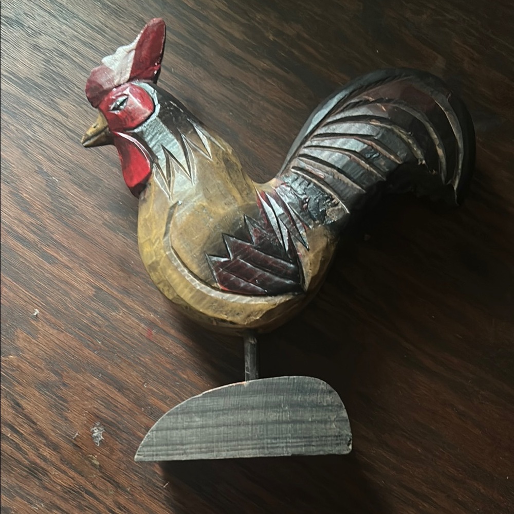 Source Unknown Wooden Rooster Decor - Red, Yellow, Brown